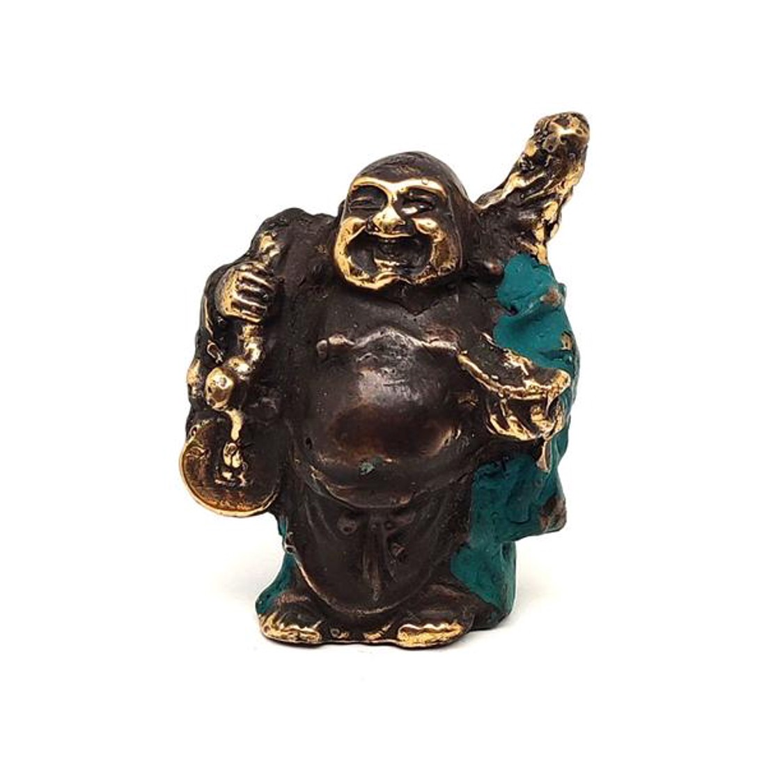 Réz figura nevető Buddha szerencsehozó kék 7x4cm - otthon & életmód - dekoráció - dísztárgy - Meska.hu