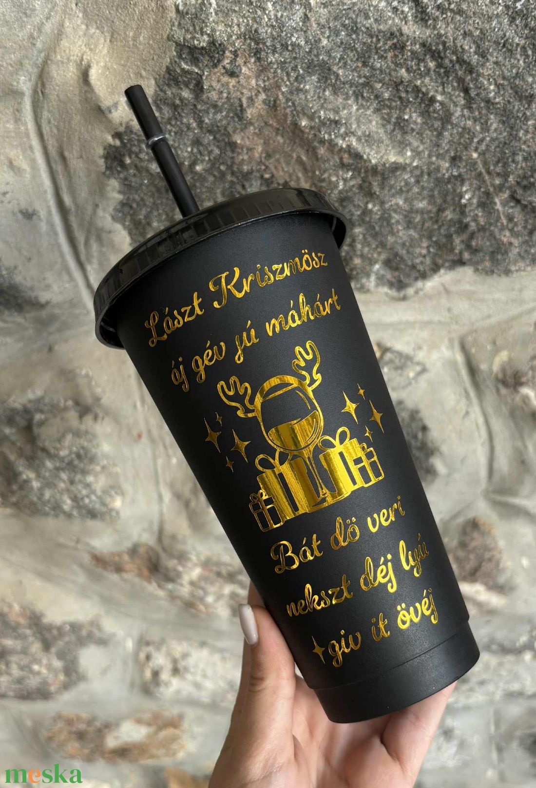 Lászt Kriszmösz - Vicces Karácsonyi Pohár Fonetikus Dalszöveggel (710 ml) - otthon & életmód - konyhafelszerelés, tálalás - tálalás - pohár - Meska.hu