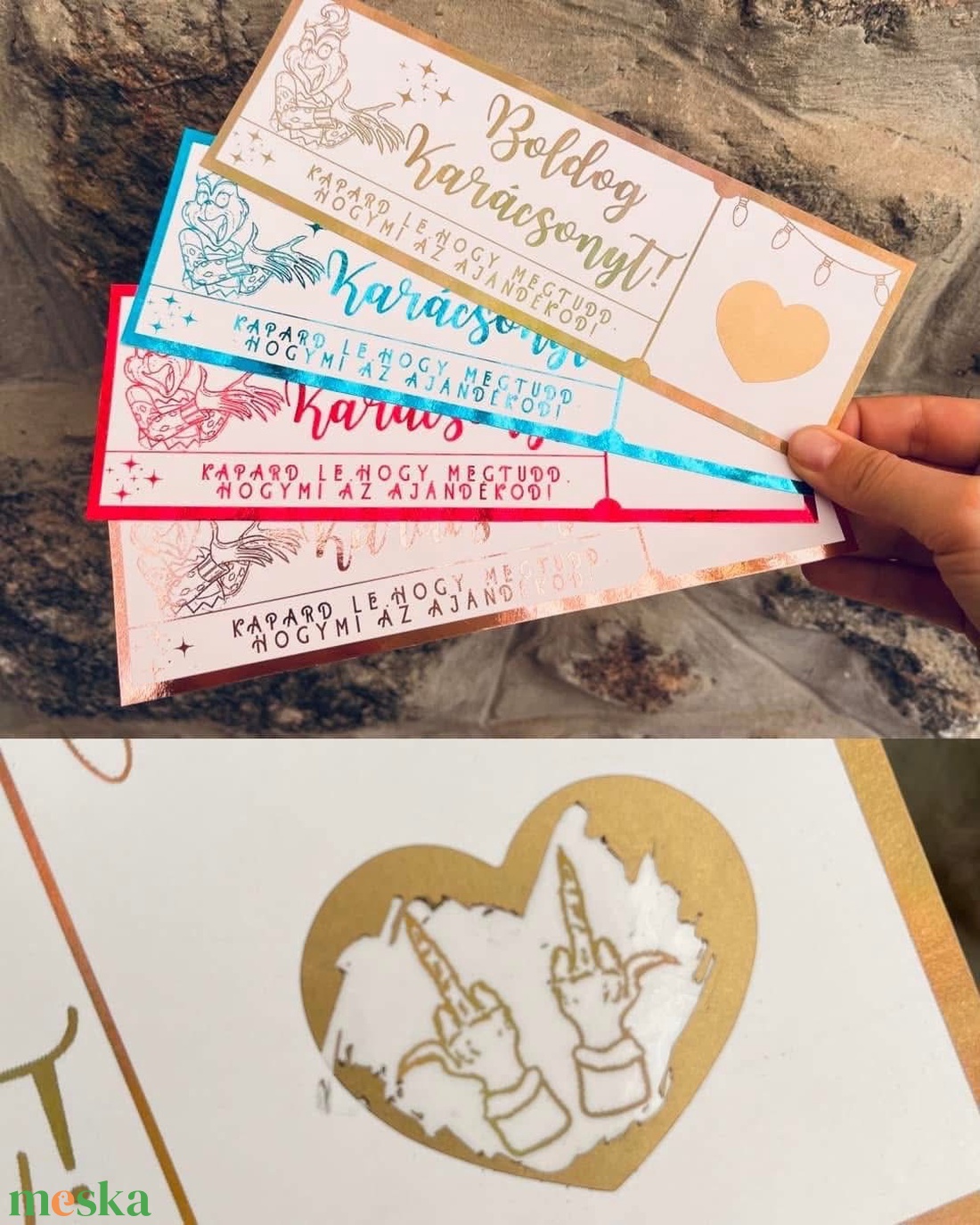 Vicces, Grinch mintájú karácsonyi kaparós sorsjegy - karácsony - karácsonyi ajándékozás - karácsonyi képeslap, üdvözlőlap, ajándékkísérő - Meska.hu