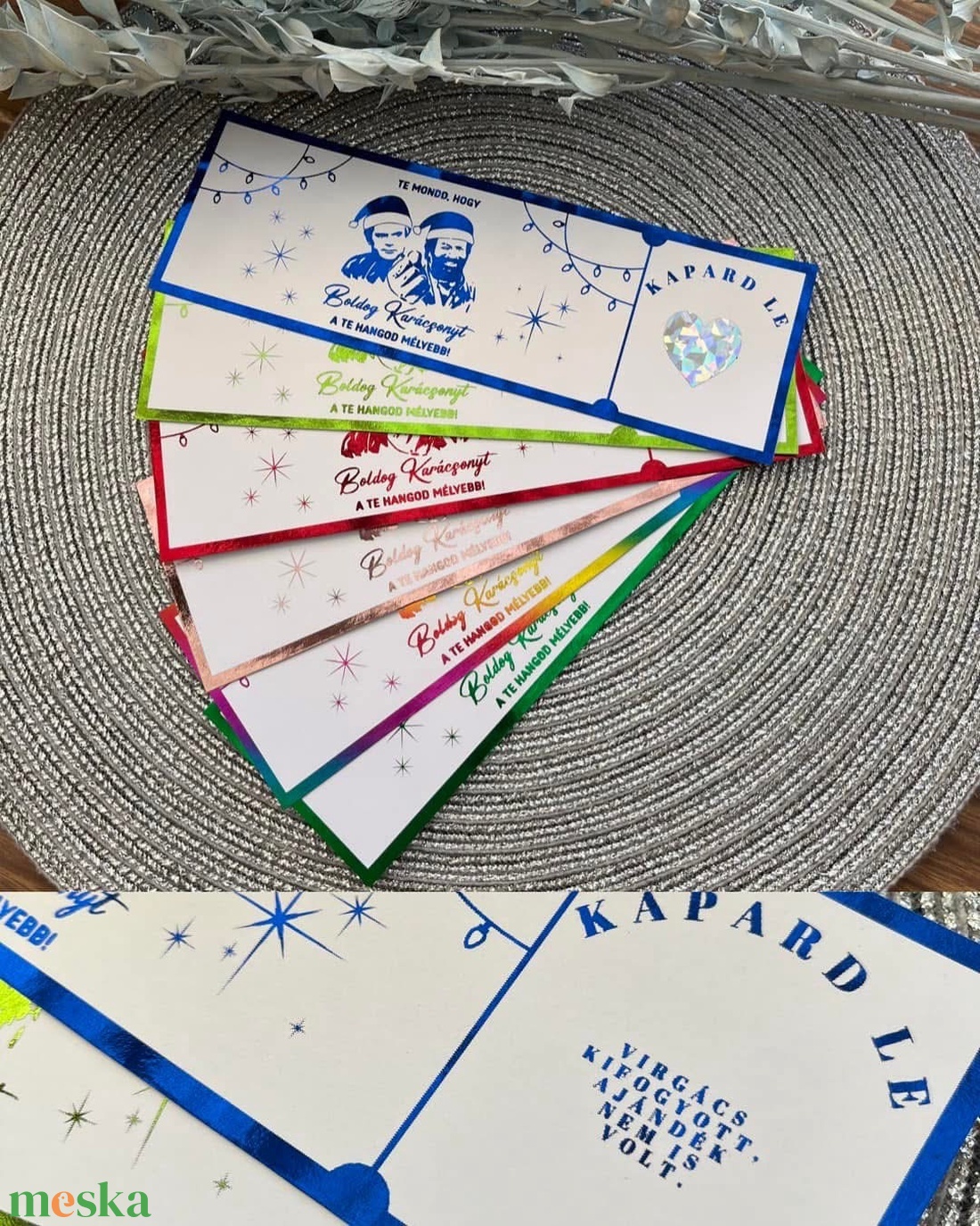 Bud Spencer és Terence Hill Karácsonyi Kaparós Sorsjegy - A Te Hangod Mélyebb! Ajándékkísérő (7x21 cm) - karácsony - karácsonyi ajándékozás - karácsonyi képeslap, üdvözlőlap, ajándékkísérő - Meska.hu