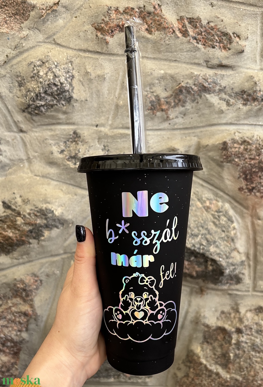 Vicces feliratú pohár tetővel és szívószállal (710 ml) - otthon & életmód - konyhafelszerelés, tálalás - tálalás - pohár - Meska.hu