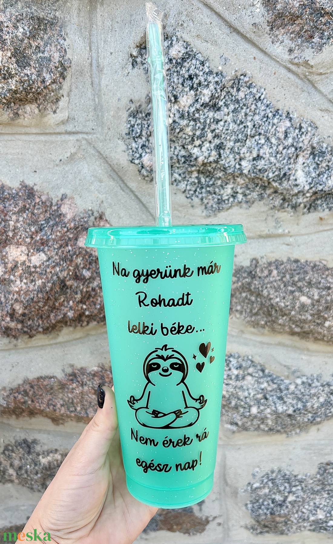 Vicces feliratú pohár tetővel és szívószállal - otthon & életmód - konyhafelszerelés, tálalás - tálalás - pohár - Meska.hu