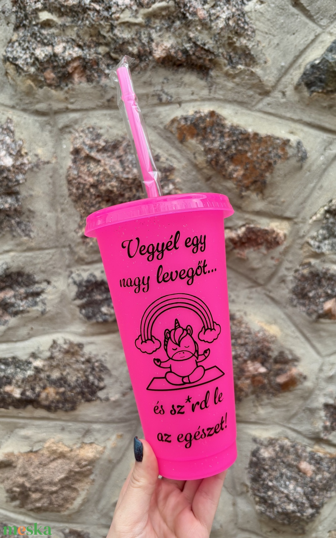 Vicces mintájú pohár unikornissal - otthon & életmód - konyhafelszerelés, tálalás - tálalás - pohár - Meska.hu