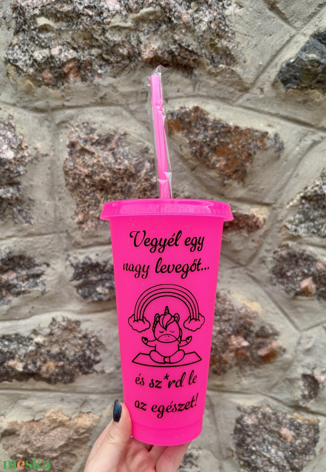 Vicces mintájú pohár unikornissal - otthon & életmód - konyhafelszerelés, tálalás - tálalás - pohár - Meska.hu