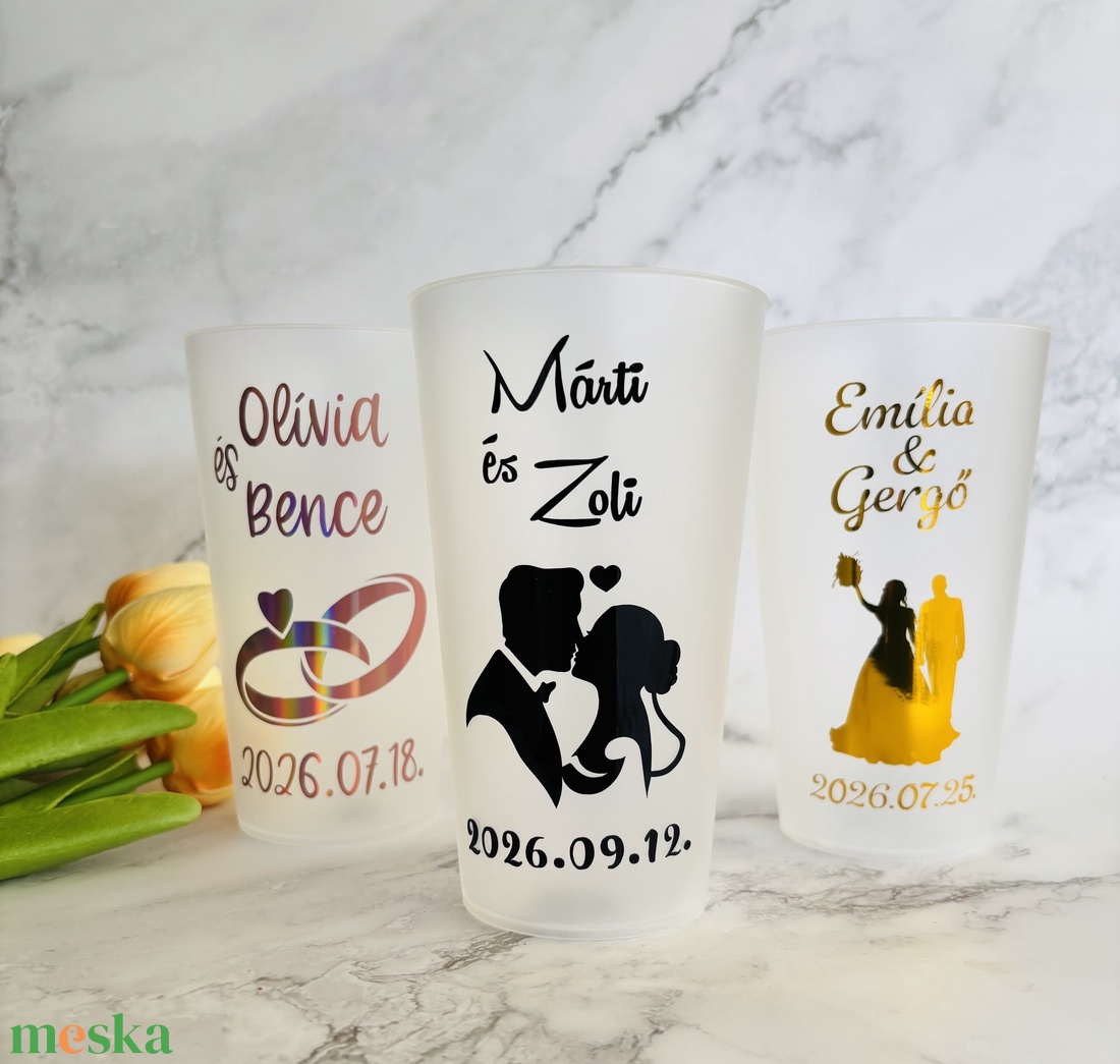 Esküvői Re-pohár (500 ml) - esküvő - emlék & ajándék - nászajándék - esküvői pohár, pohárszett - Meska.hu