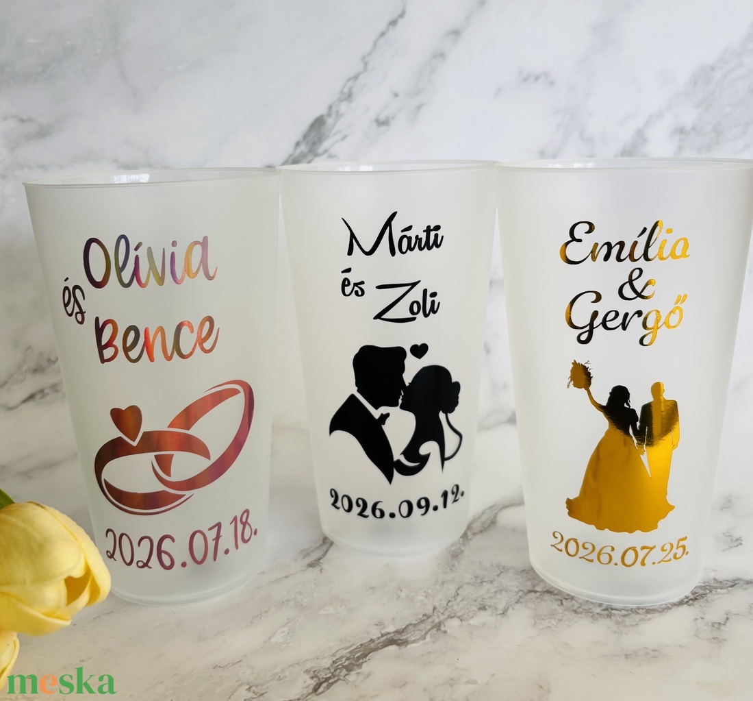 Esküvői Re-pohár (500 ml) - esküvő - emlék & ajándék - nászajándék - esküvői pohár, pohárszett - Meska.hu