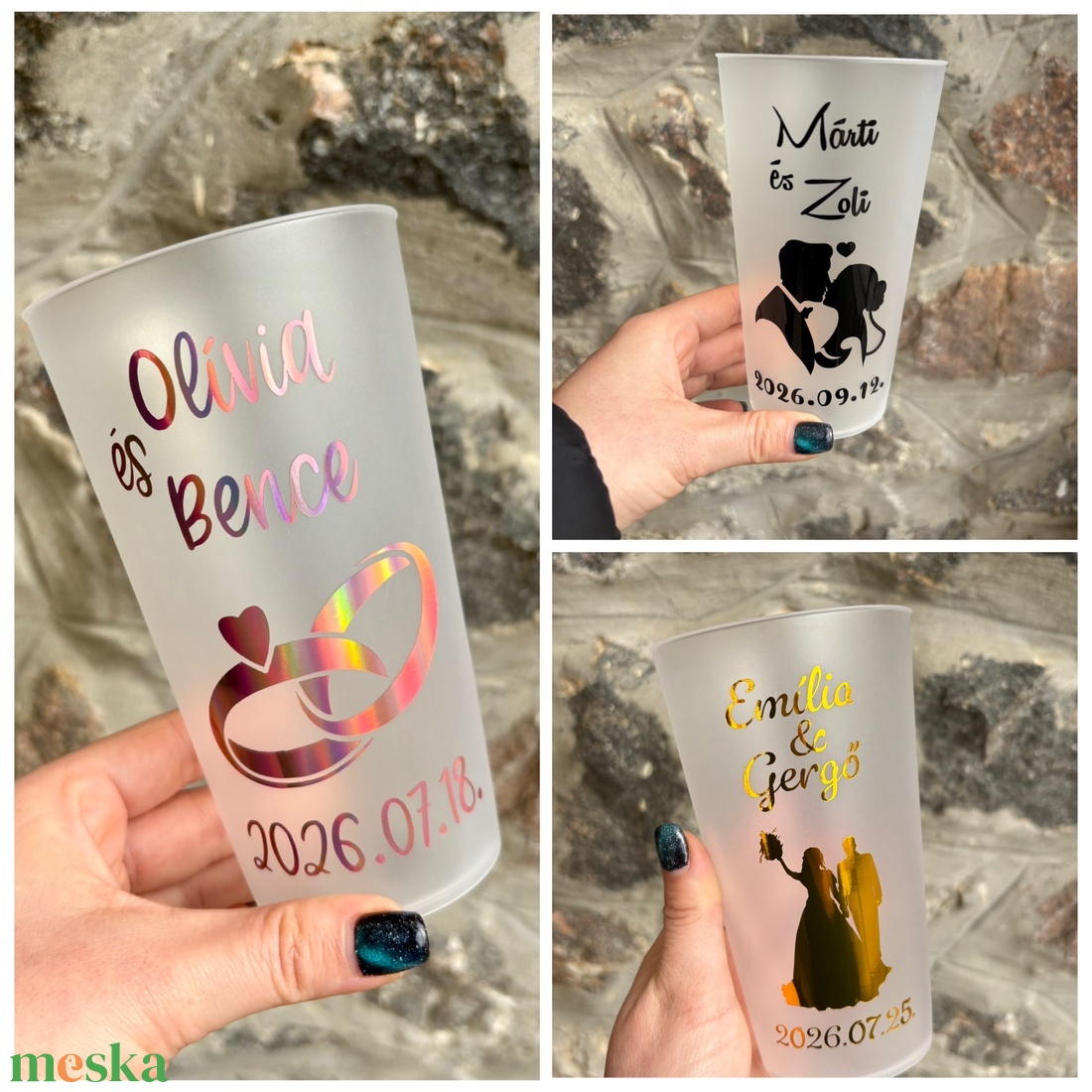 Esküvői Re-pohár (500 ml) - esküvő - emlék & ajándék - nászajándék - esküvői pohár, pohárszett - Meska.hu