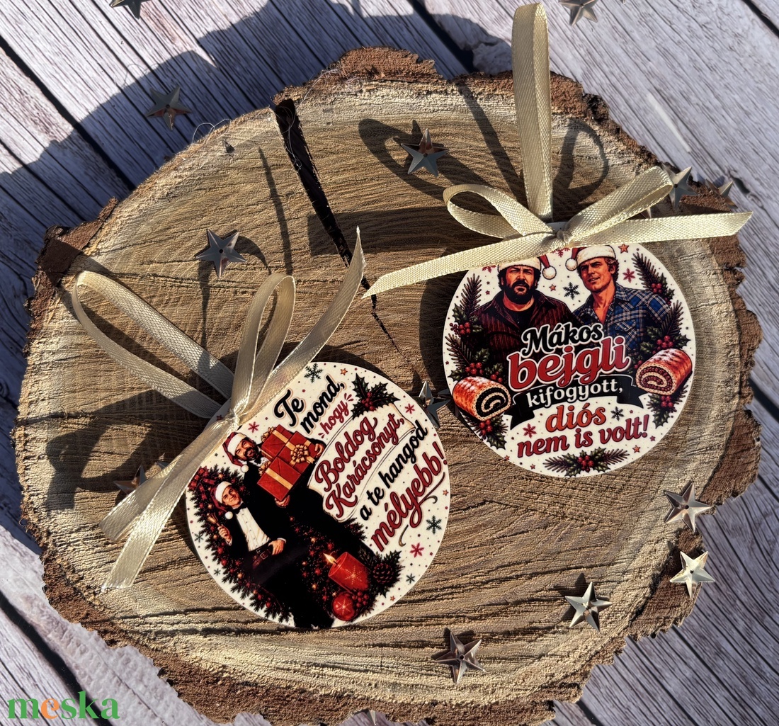 Vicces Bud Spencer és Terence Hill karácsonyfadíszek � bejgli és karácsonyi humor - karácsony - karácsonyi lakásdekoráció - karácsonyfadíszek - Meska.hu