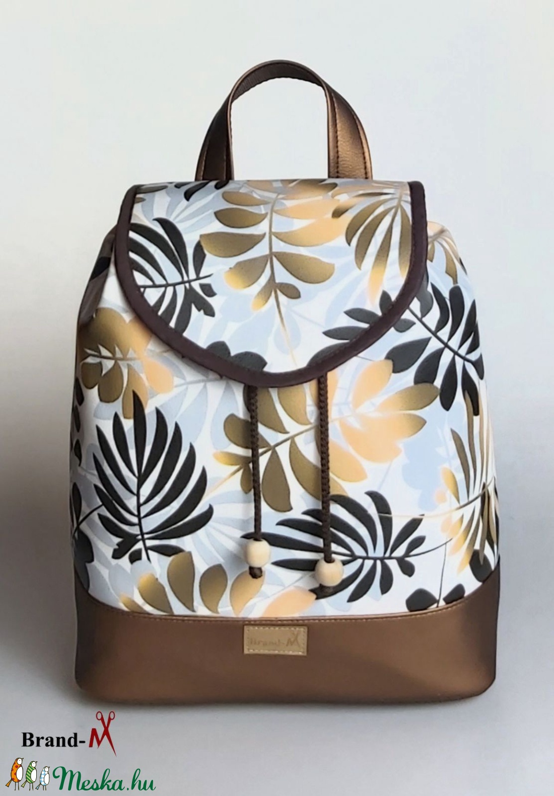 Arany pálmaleveles designer textilbőr női  hátizsák -  - Meska.hu