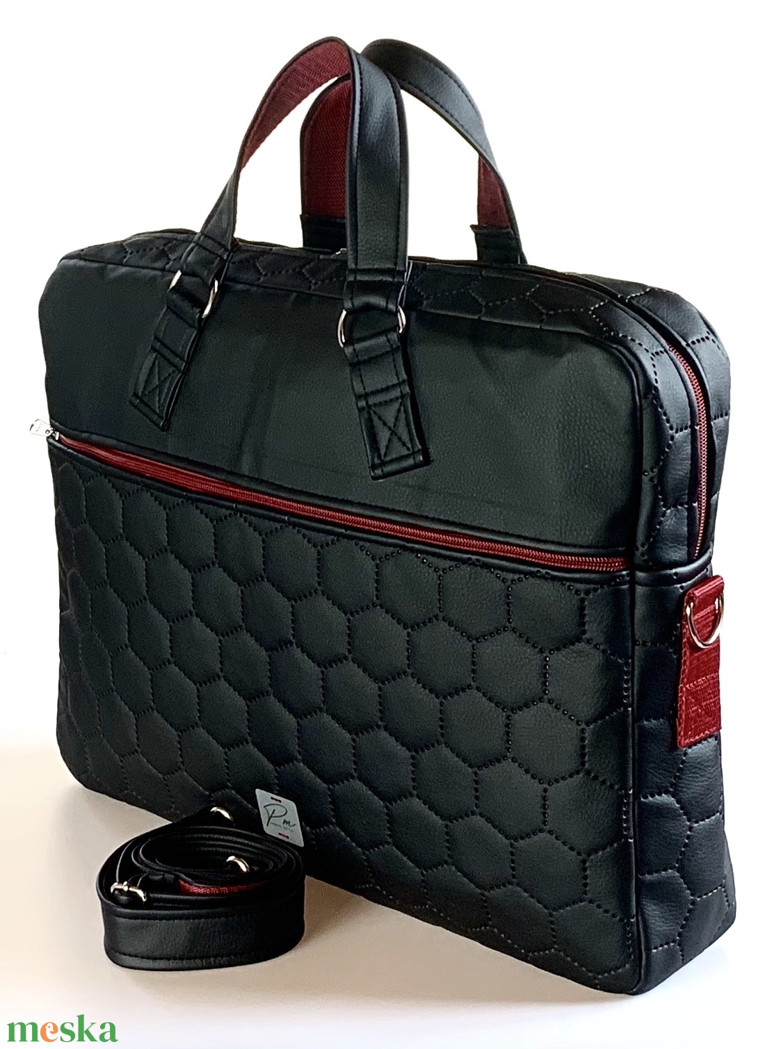 Elegáns steppelt textilbőr EDIT laptop táska  - táska & tok - laptoptáska, laptop hátizsák - Meska.hu
