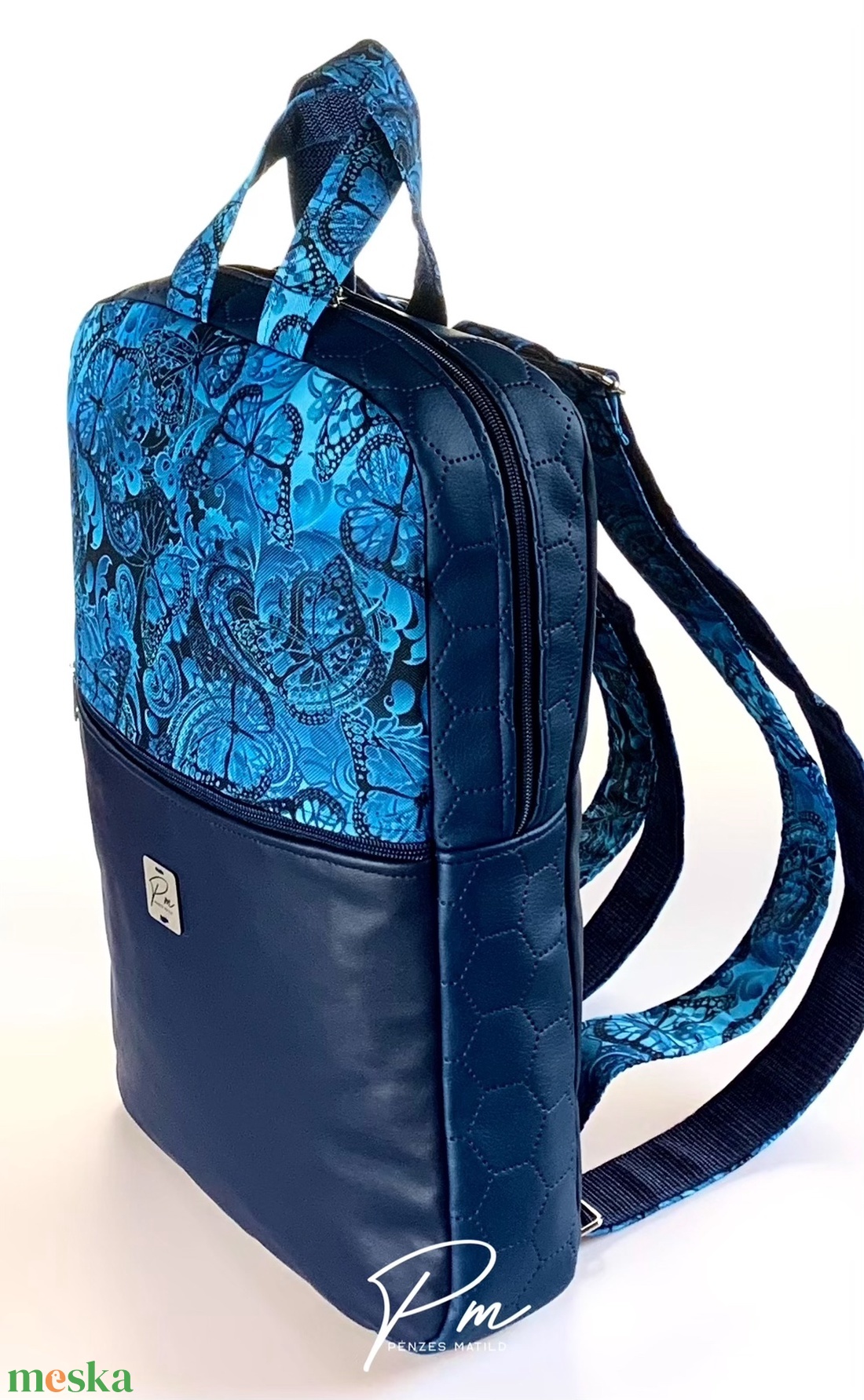Kék pillangós vízálló SZOFI laptop hátizsák  - táska & tok - laptoptáska, laptop hátizsák - Meska.hu