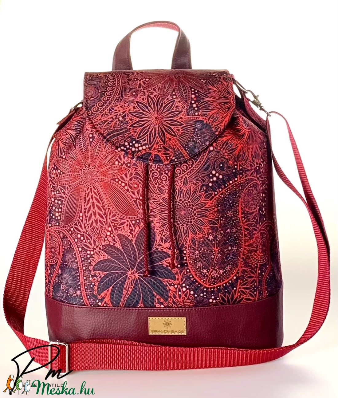 Burgundi vörös vízálló ANDI 3 az 1-ben női táska/hátizsák zárófedéllel  - táska & tok - variálható táska - Meska.hu