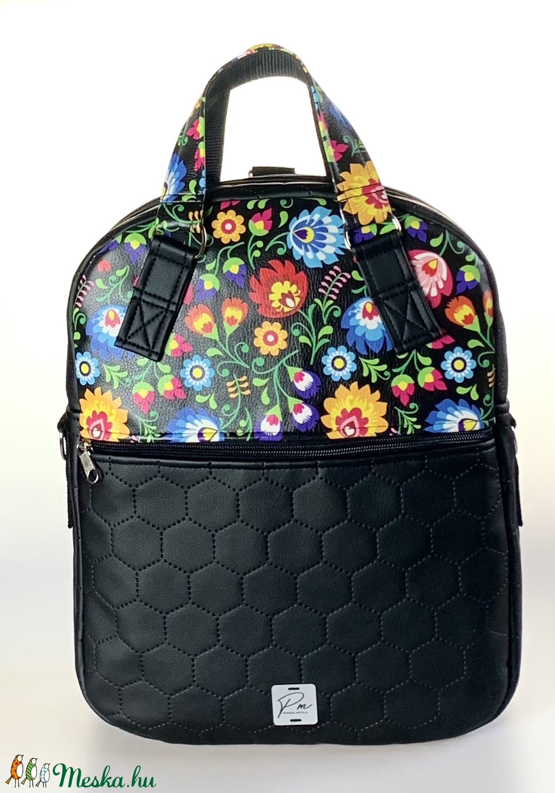 Színes virágos textilbőr RITA 4 az 1-ben cipzáras női táska/hátizsák - táska & tok - variálható táska - Meska.hu