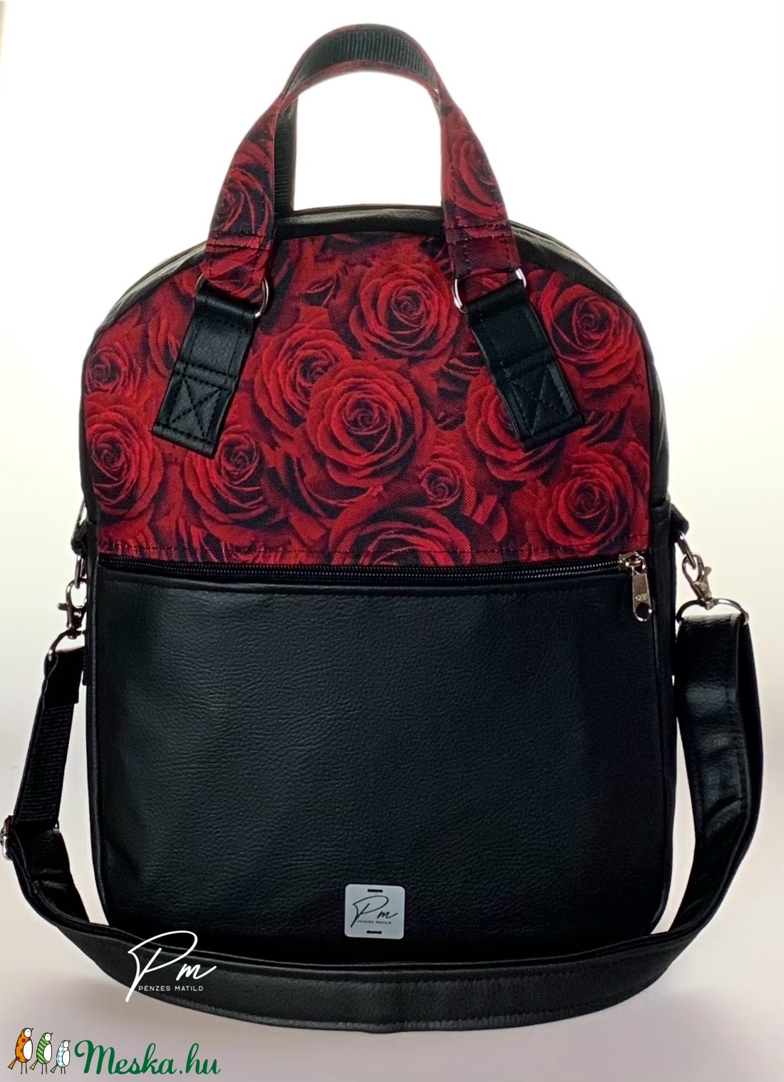 Rózsa mintás RITA 4 az 1-ben női táska/hátizsák - táska & tok - variálható táska - Meska.hu