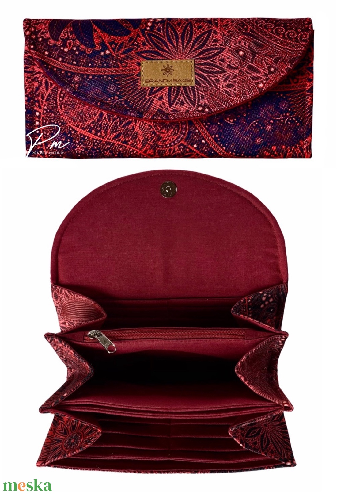 Burgundi vörös vízálló �KRISZTI kártyatartós női pénztárca - táska & tok - pénztárca & más tok - aprópénztartó - Meska.hu