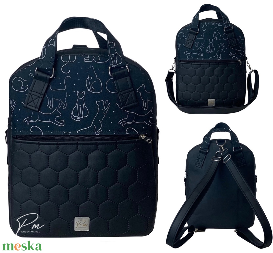 Fekete macskás 4 az 1-ben RITA női táska/hátizsák - táska & tok - variálható táska - Meska.hu Fekete macskás 4 az 1-ben RITA női táska/hátizsák - táska & tok - variálható táska - Meska.hu