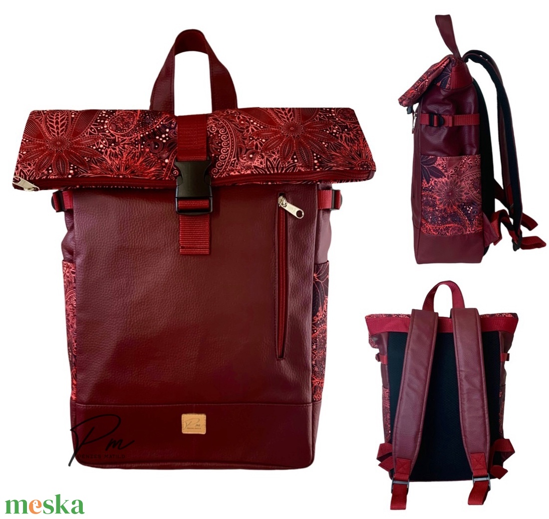 Burgundi vörös Roll up laptop hátizsák/hátizsák - táska & tok - laptoptáska, laptop hátizsák - Meska.hu Burgundi vörös Roll up laptop hátizsák/hátizsák - táska & tok - laptoptáska, laptop hátizsák - Meska.hu
