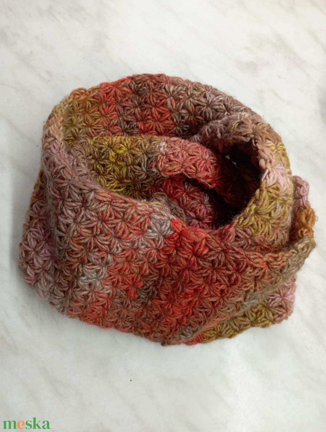 Jázmin mintás körsál az ősz színeiben - ruha & divat - sál, sapka, kendő - sál - Meska.hu