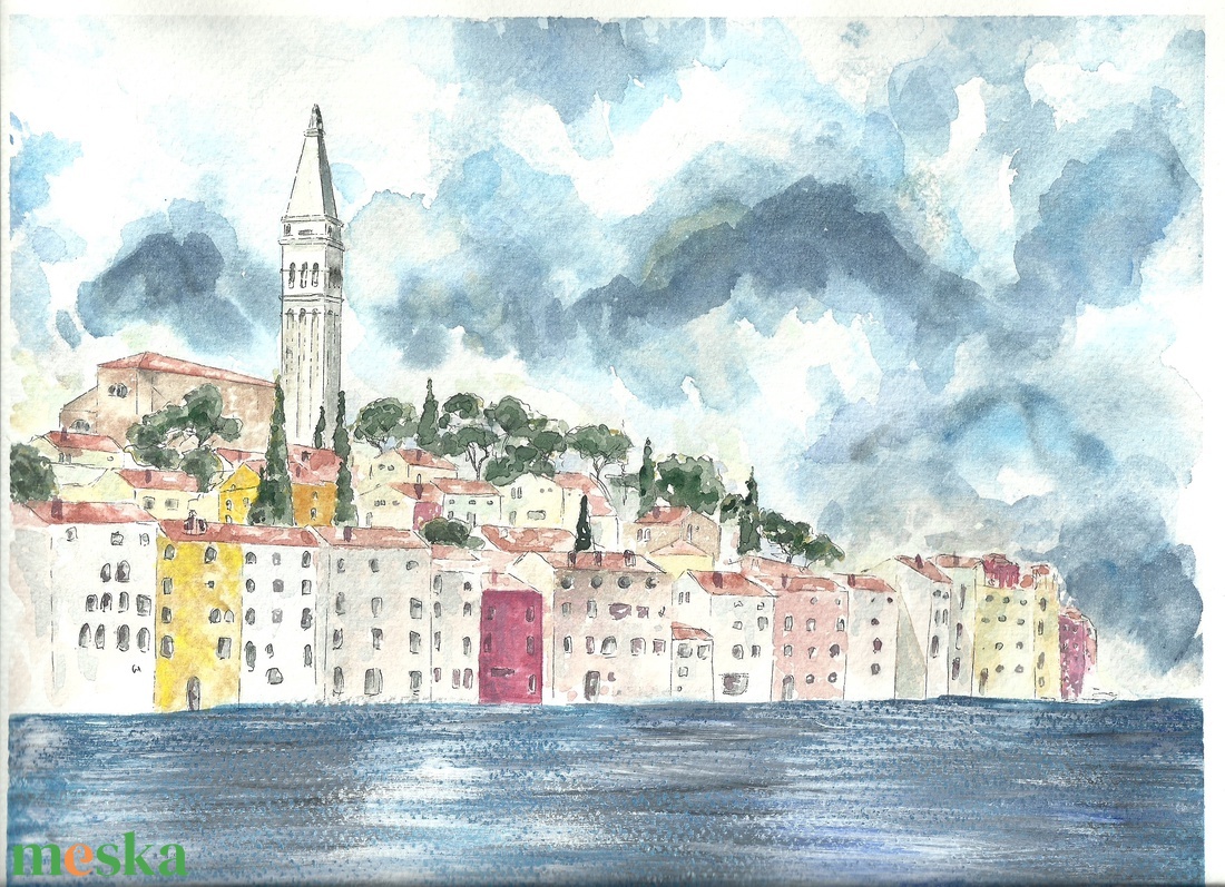 Akvarell Festmény - Rovinj - művészet - festmény - akvarell - Meska.hu