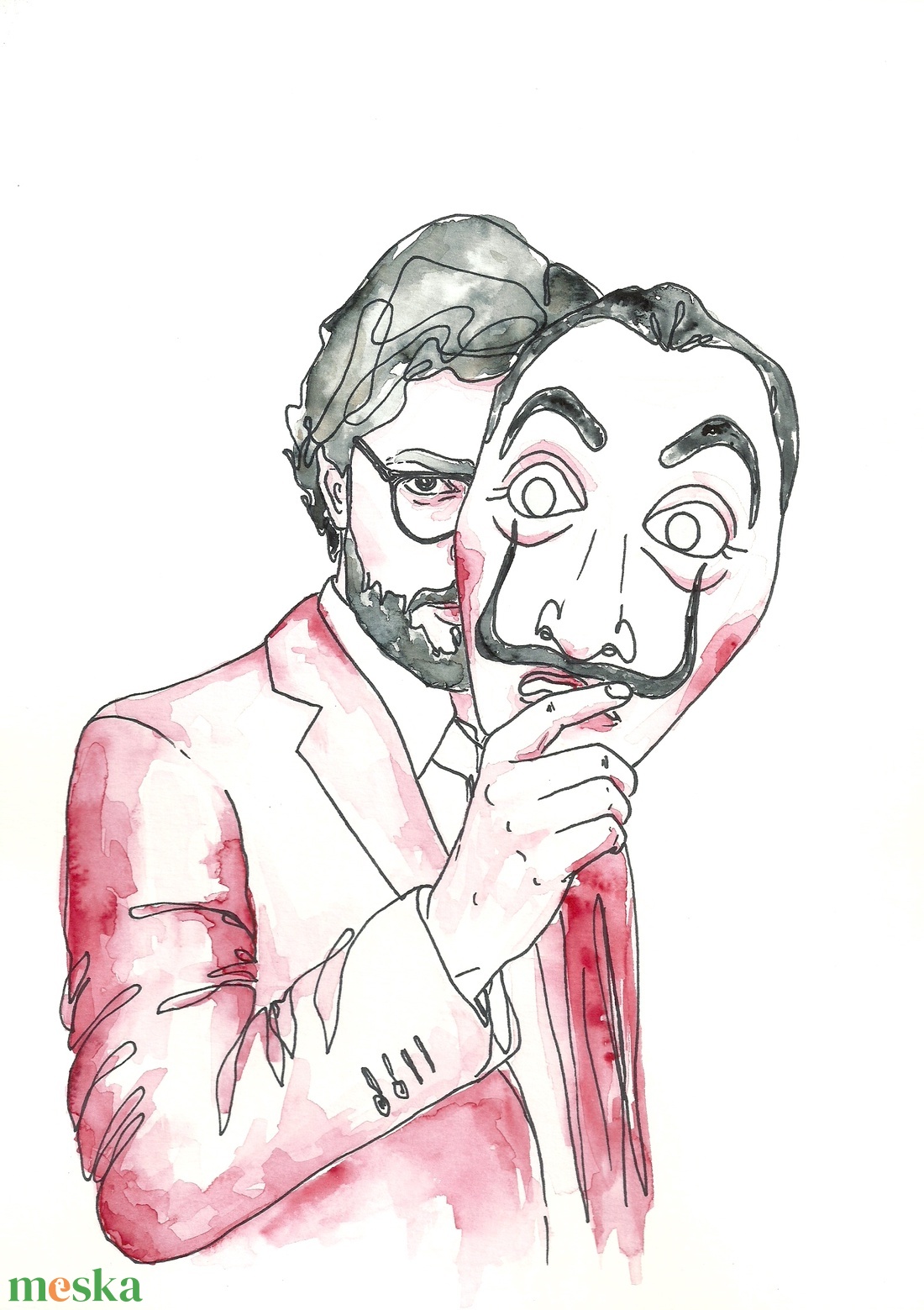Akvarell illusztráció - A nagy pénzrablás - Professzor ( The Money Heist ) - művészet - festmény - akvarell - Meska.hu Akvarell illusztráció - A nagy pénzrablás - Professzor ( The Money Heist ) - művészet - festmény - akvarell - Meska.hu