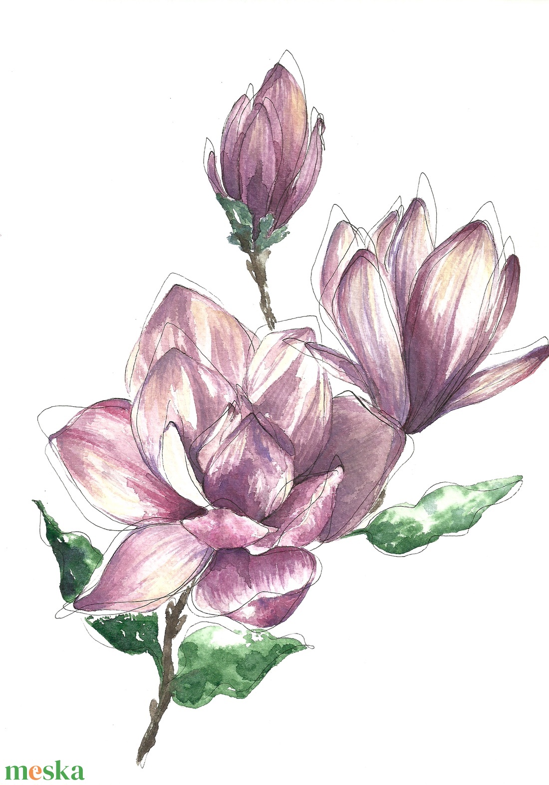 Akvarell Festmény - Magnólia - művészet - festmény - akvarell - Meska.hu