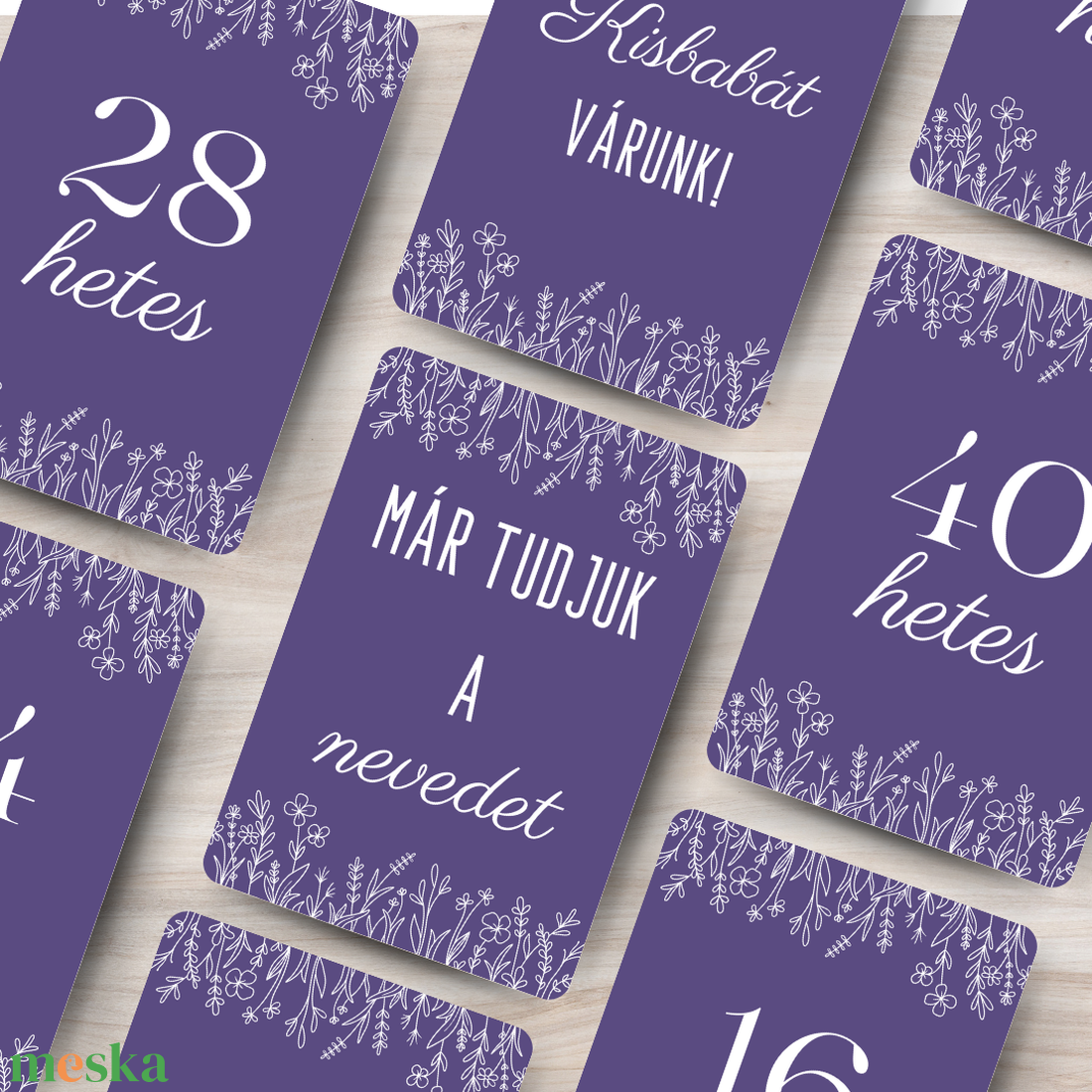  Lavender  - kismama mérföldkő kártyacsomag (kétoldalas) - művészet - grafika & illusztráció - digitális - Meska.hu