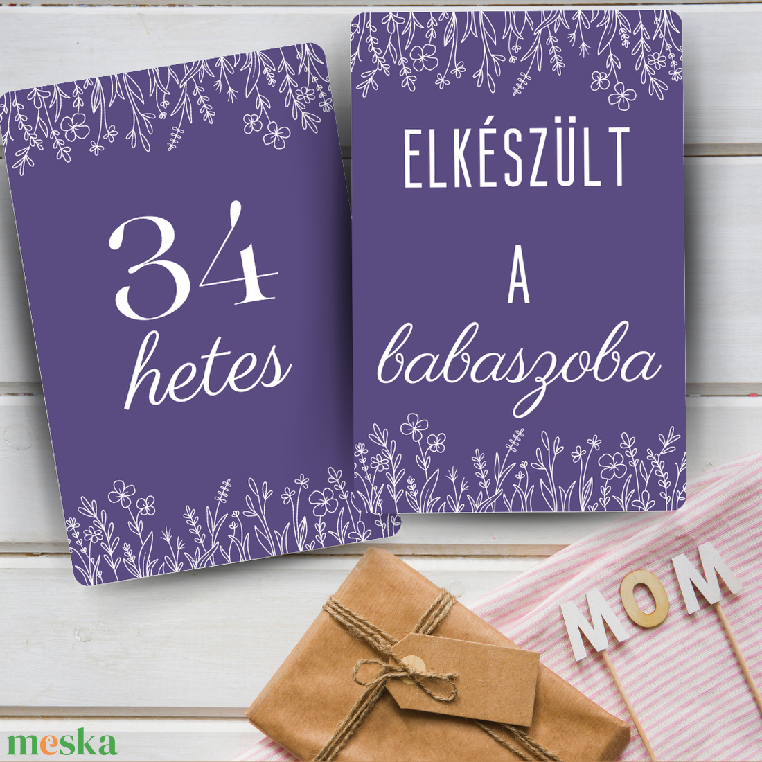  Lavender  - kismama mérföldkő kártyacsomag (kétoldalas) - művészet - grafika & illusztráció - digitális - Meska.hu