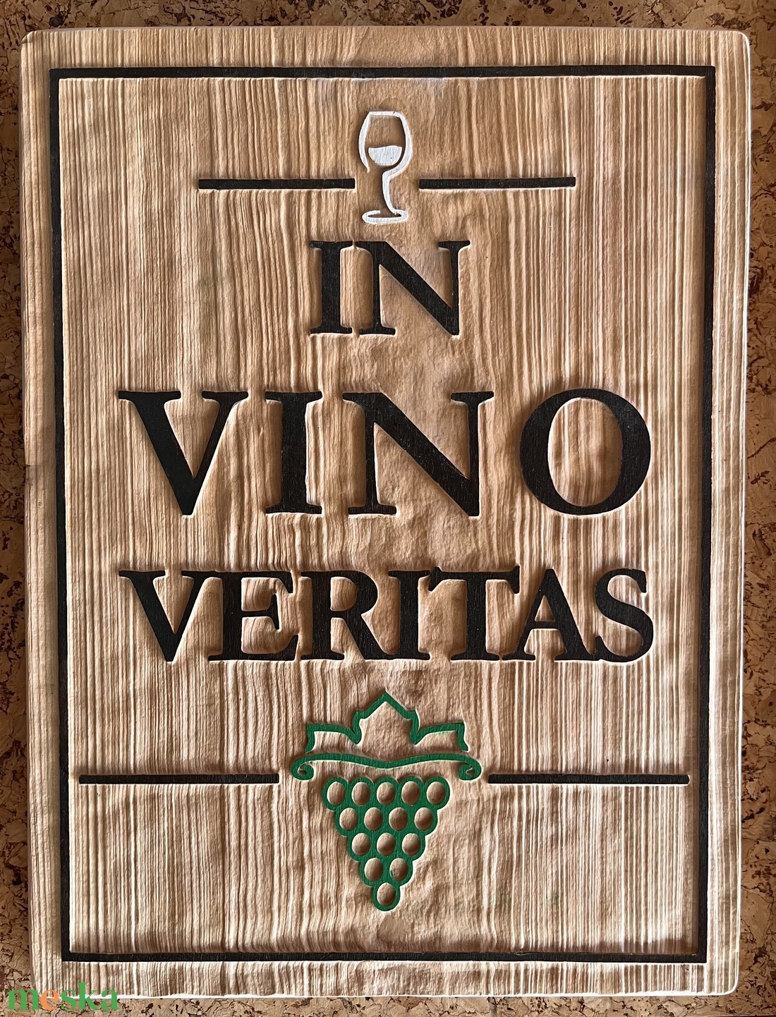 In vino veritas fali plakett natur fából - otthon & életmód - dekoráció - kép & falikép - fából készült kép - Meska.hu