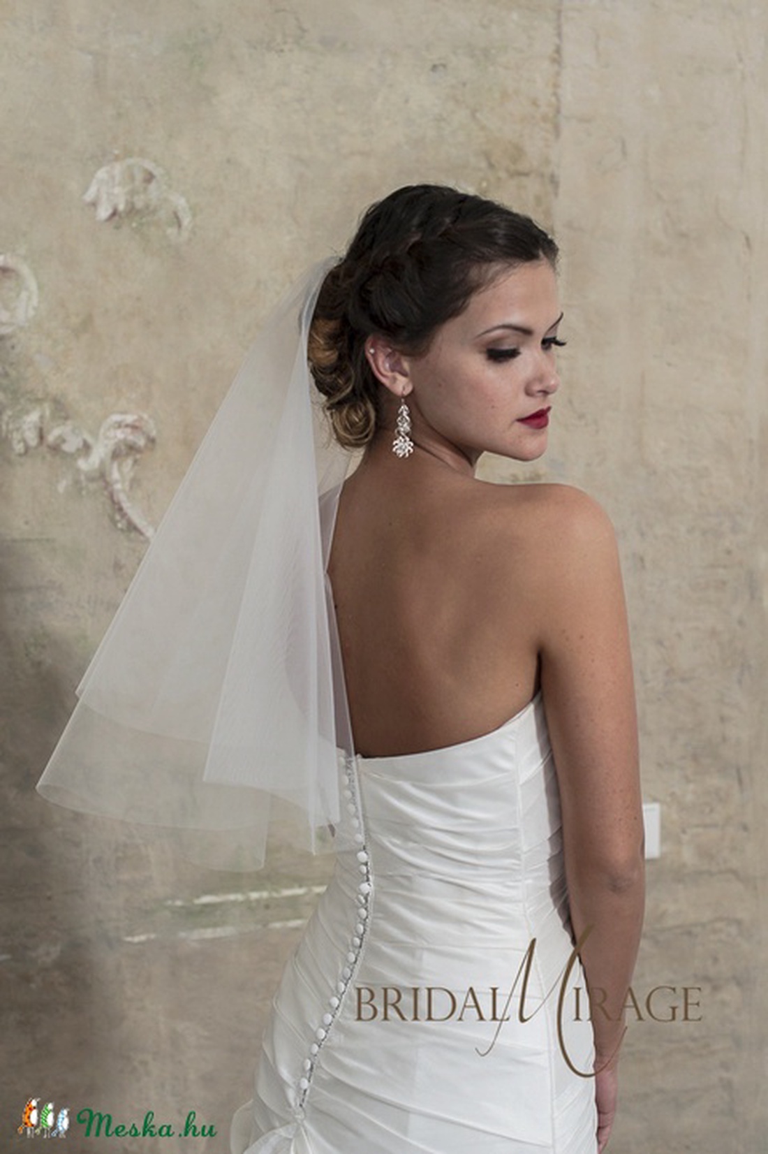 Rövid körfátyol 50/60 cm hosszú, menyasszonyi fátyol -  - Meska.hu