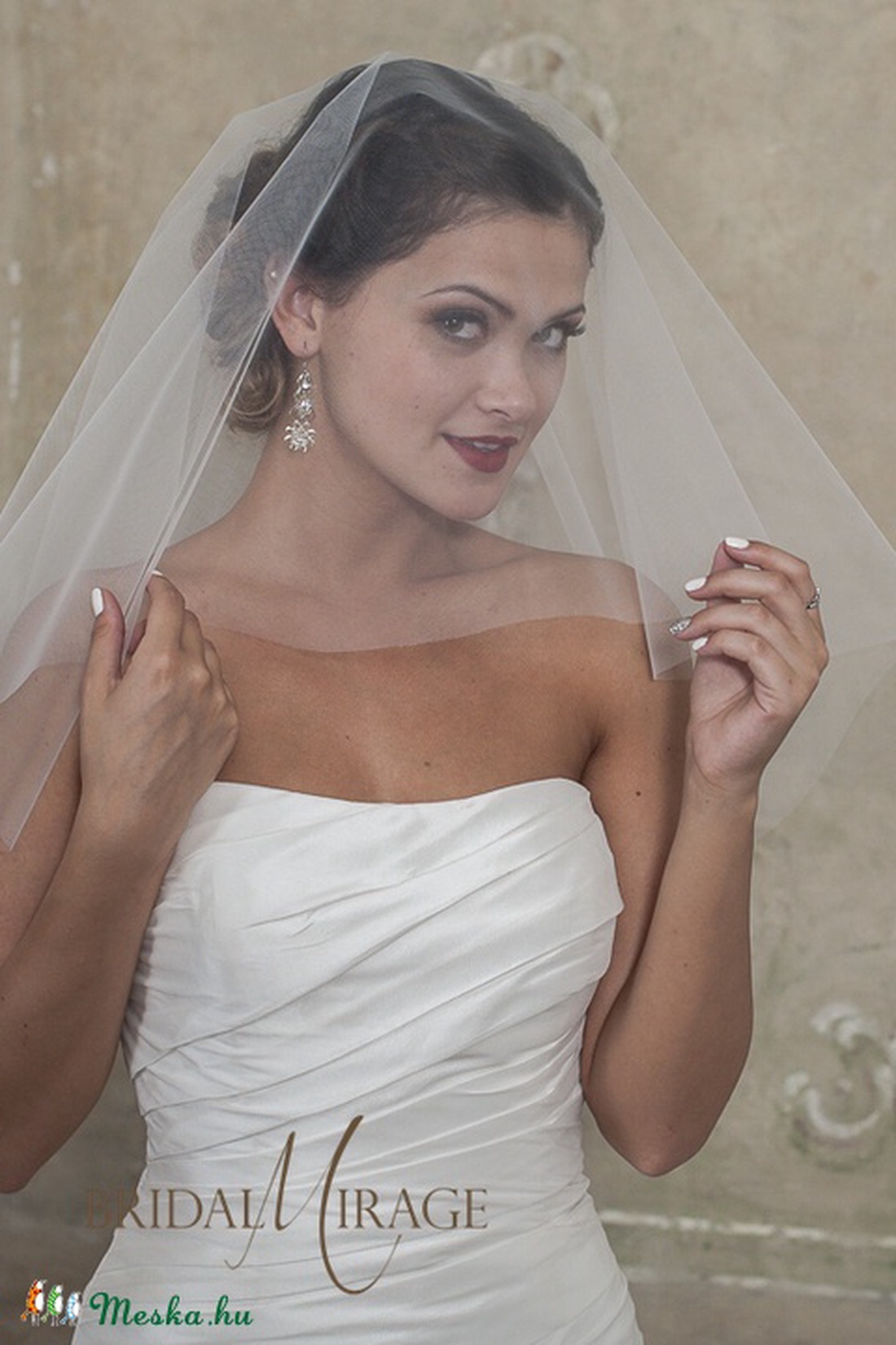 Rövid körfátyol 50/60 cm hosszú, menyasszonyi fátyol -  - Meska.hu