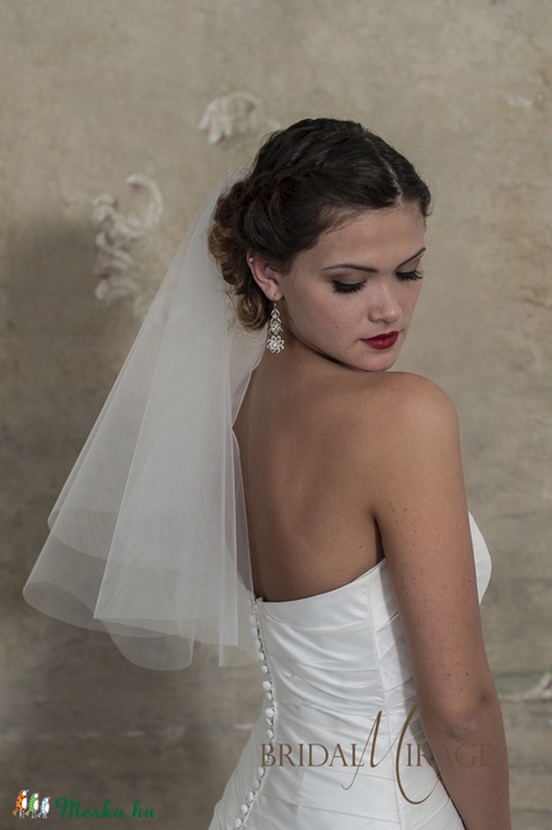 Rövid körfátyol 50/60 cm hosszú, menyasszonyi fátyol -  - Meska.hu