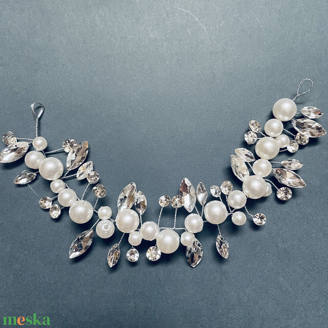 Rövid strasszos menyasszonyi hajdrót - esküvő - hajdísz - kontydísz & hajdísz - Meska.hu