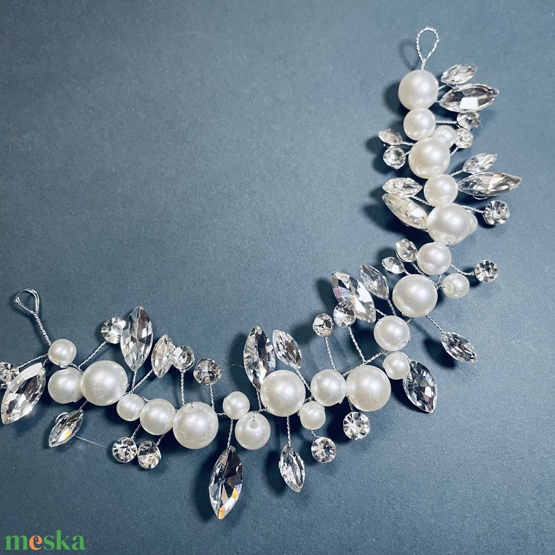 Rövid strasszos menyasszonyi hajdrót - esküvő - hajdísz - kontydísz & hajdísz - Meska.hu