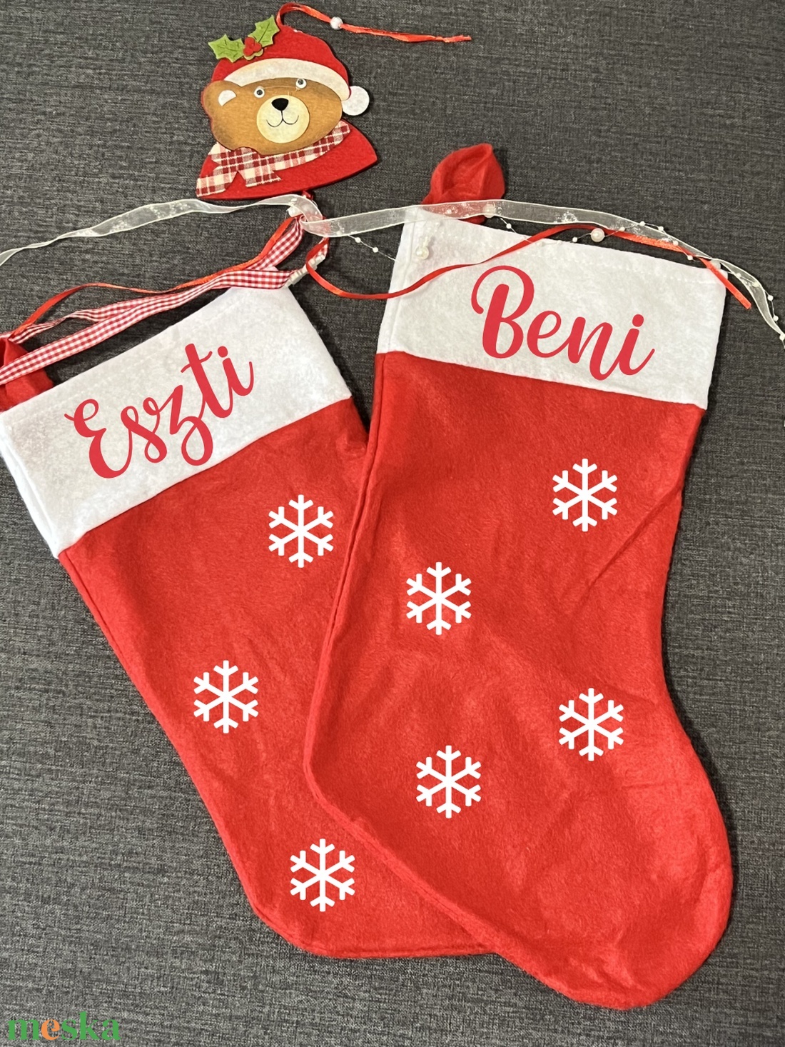 AKCIÓ!!! Nagy méretű Mikulás csizma felirattal  - karácsony - mikulás - mikulás zsák - Meska.hu