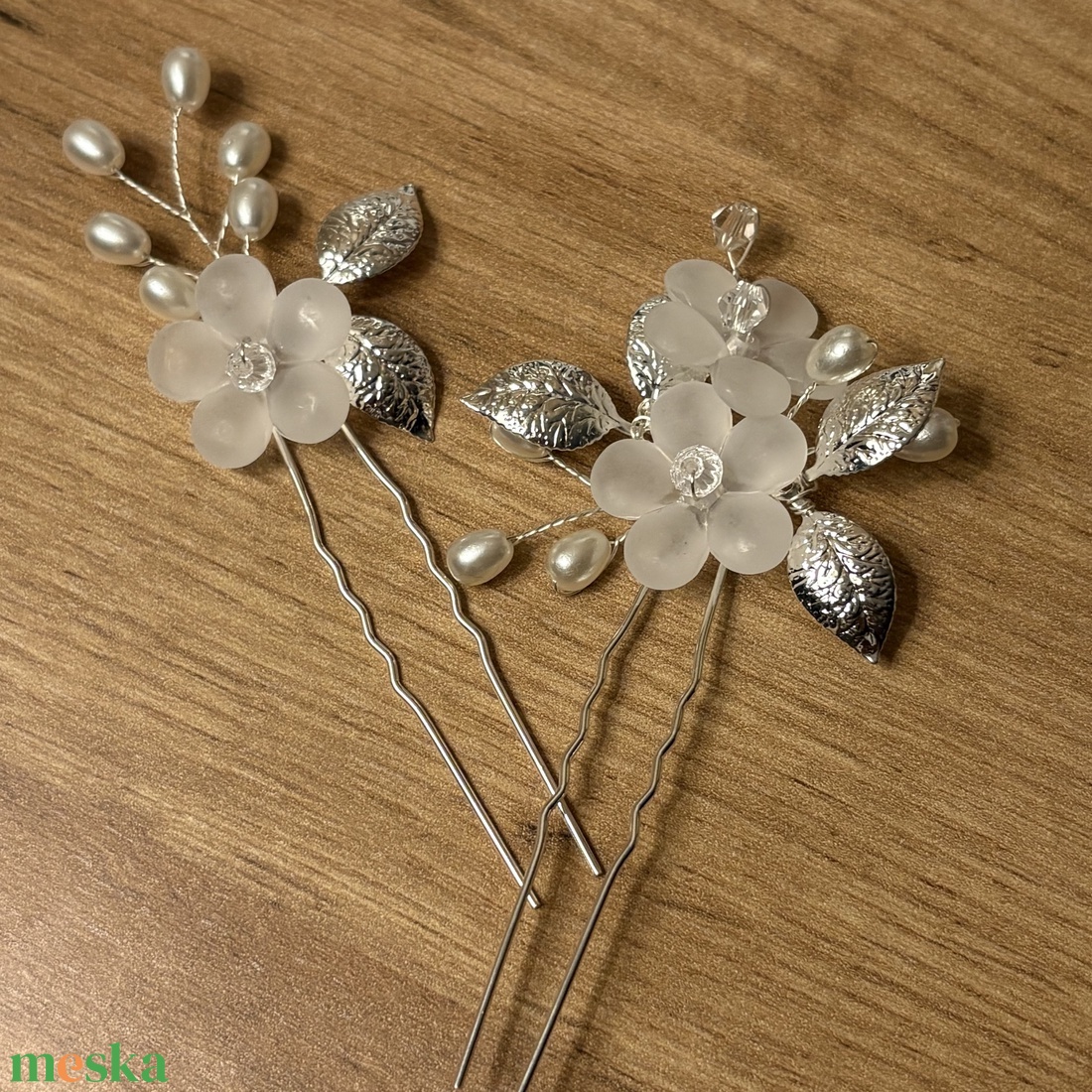 2 db virágos menyasszonyi hajtű - esküvő - hajdísz - hajtű - Meska.hu
