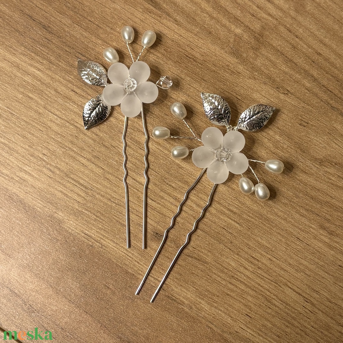 2 db virágos menyasszonyi hajtű - esküvő - hajdísz - hajtű - Meska.hu