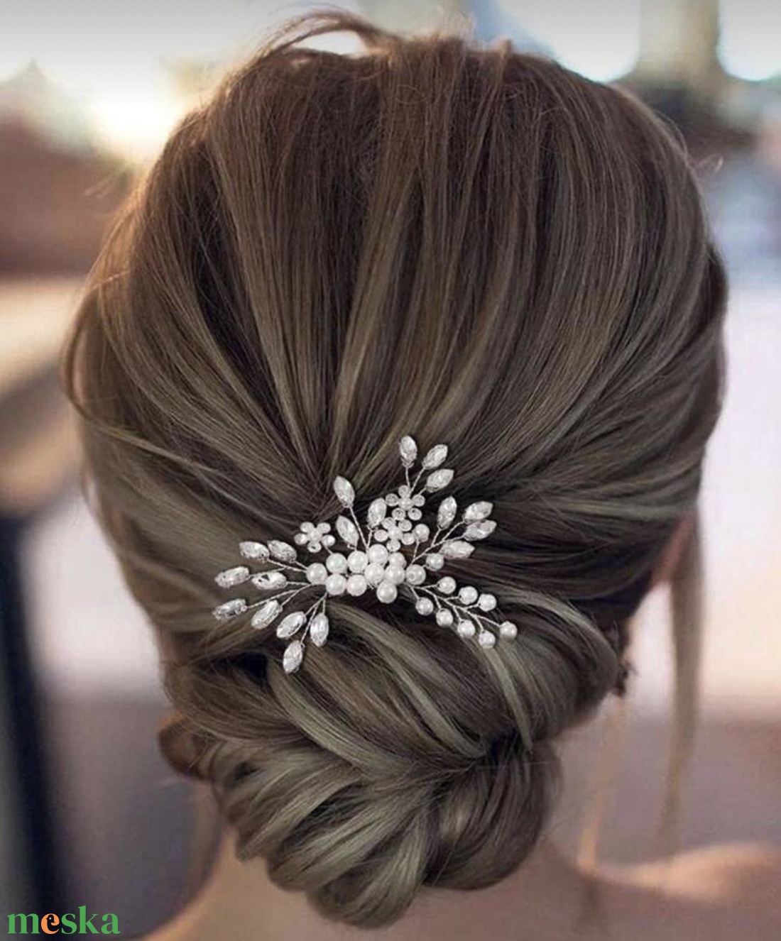 Strassz virágos menyasszonyi hajdísz - esküvő - hajdísz - fésűs hajdísz - Meska.hu