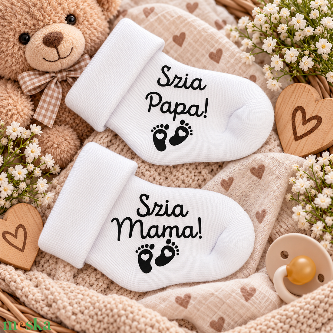 Baba bejelentő kis zoknik - 10 db - baba - mama - babaemlékek - bababejelentők - Meska.hu