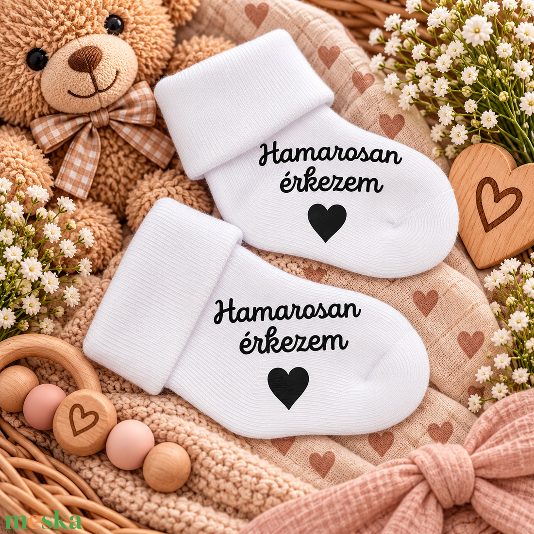 Baba bejelentő kis zoknik - 10 db - baba - mama - babaemlékek - bababejelentők - Meska.hu