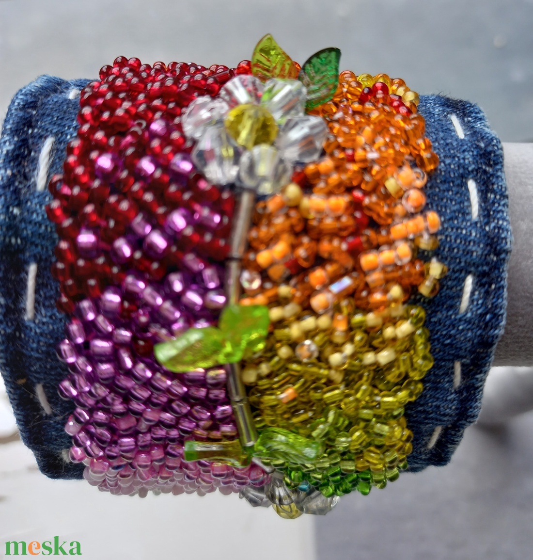 Szivárvány Mandzsetta karkötő - ékszer - karkötő - széles karkötő - Meska.hu