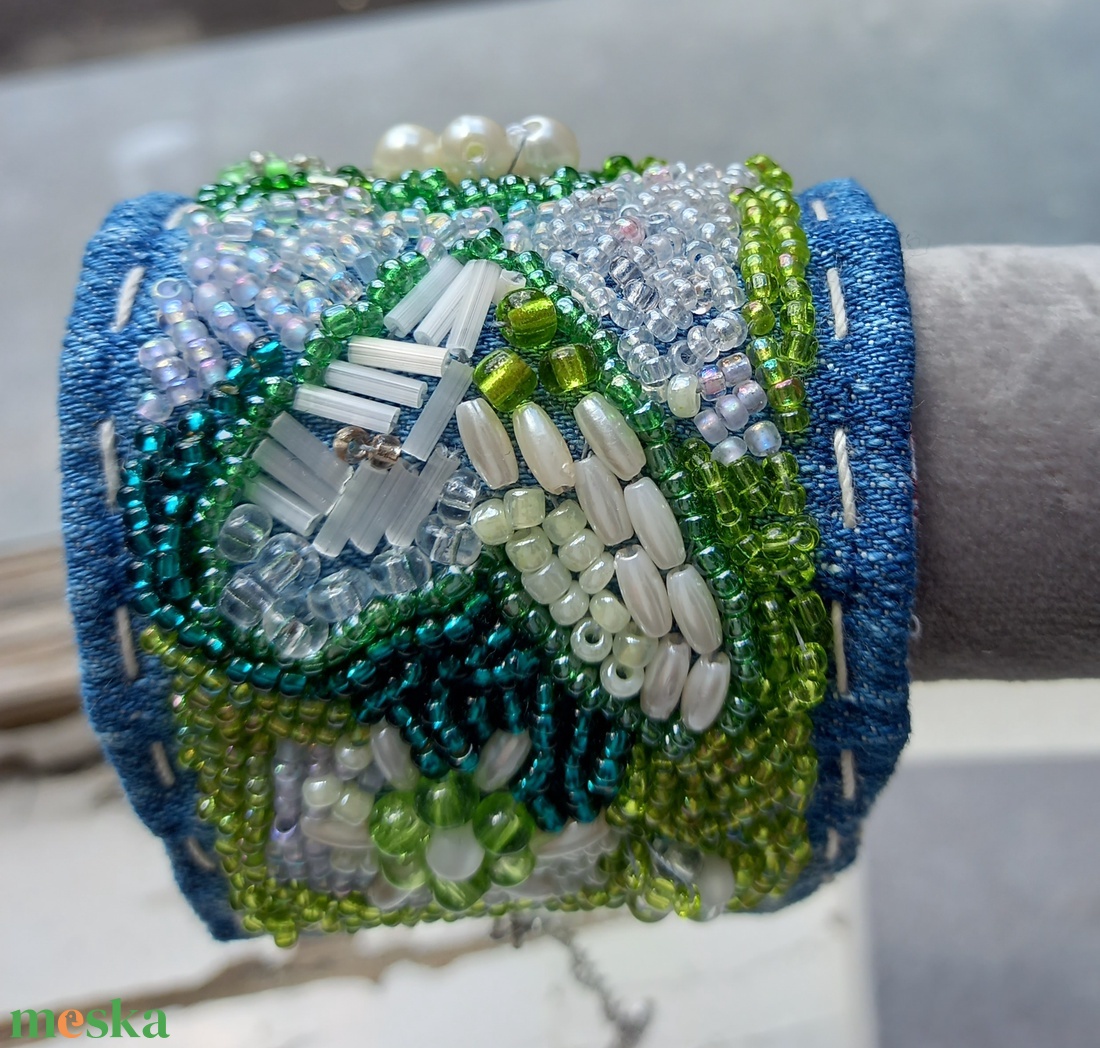 Zöld Mandzsetta karkötő - ékszer - karkötő - széles karkötő - Meska.hu