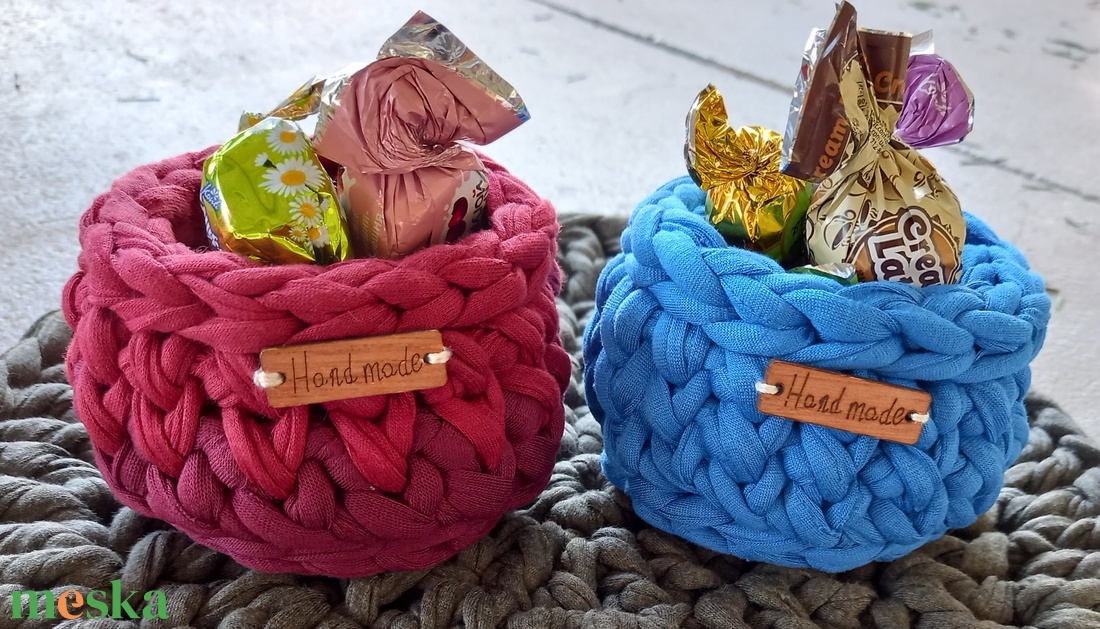 Picur polófonalból horgolt tároló - ajándékozáshoz - otthon & életmód - tárolás & rendszerezés - tárolókosár - Meska.hu