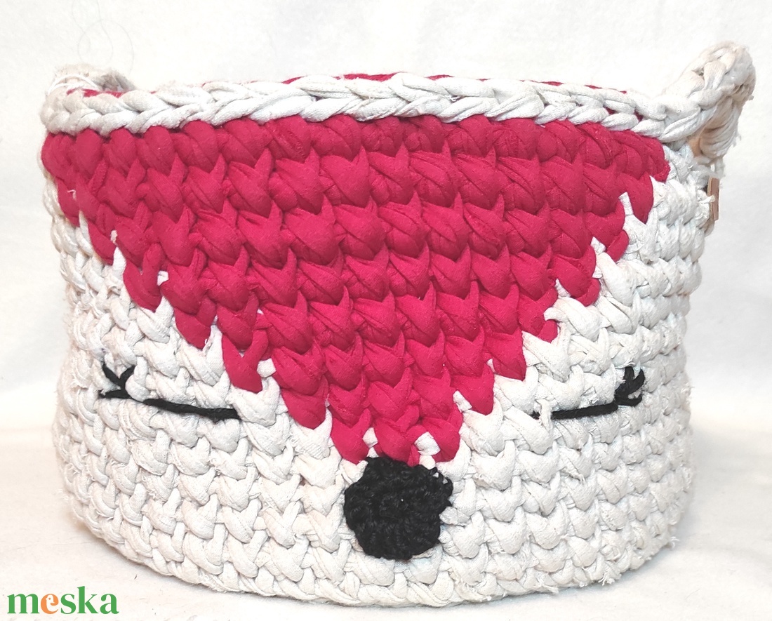 RÓKA polófonalból horgolt tároló  - otthon & életmód - tárolás & rendszerezés - tárolókosár - Meska.hu