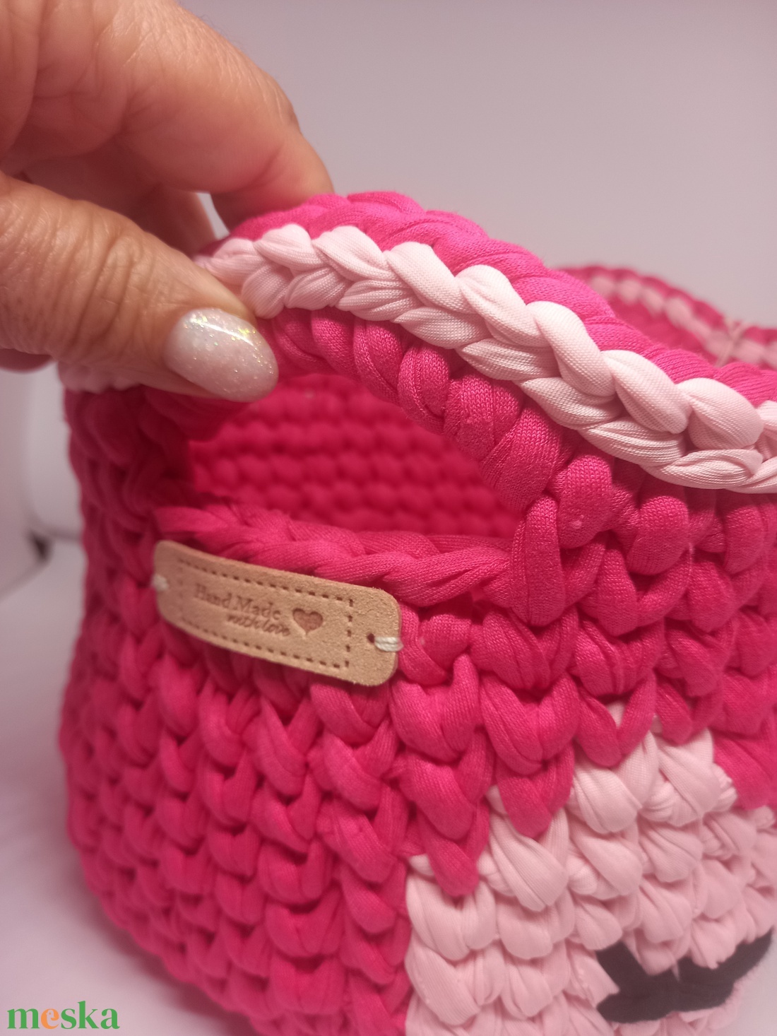 Őzike polófonalból horgolt tároló  - otthon & életmód - tárolás & rendszerezés - tárolókosár - Meska.hu