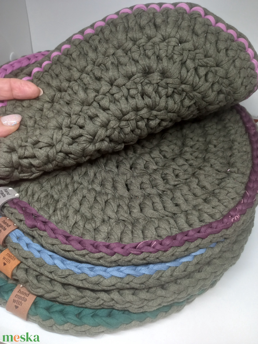 Tányéralátét  szett  -vadászzöld - táska & tok - kézitáska & válltáska - válltáska - Meska.hu