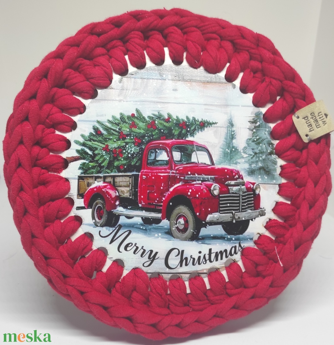 karácsonyi dobozka polófonalból horgolt tároló -  - otthon & életmód - tárolás & rendszerezés - tárolókosár - Meska.hu