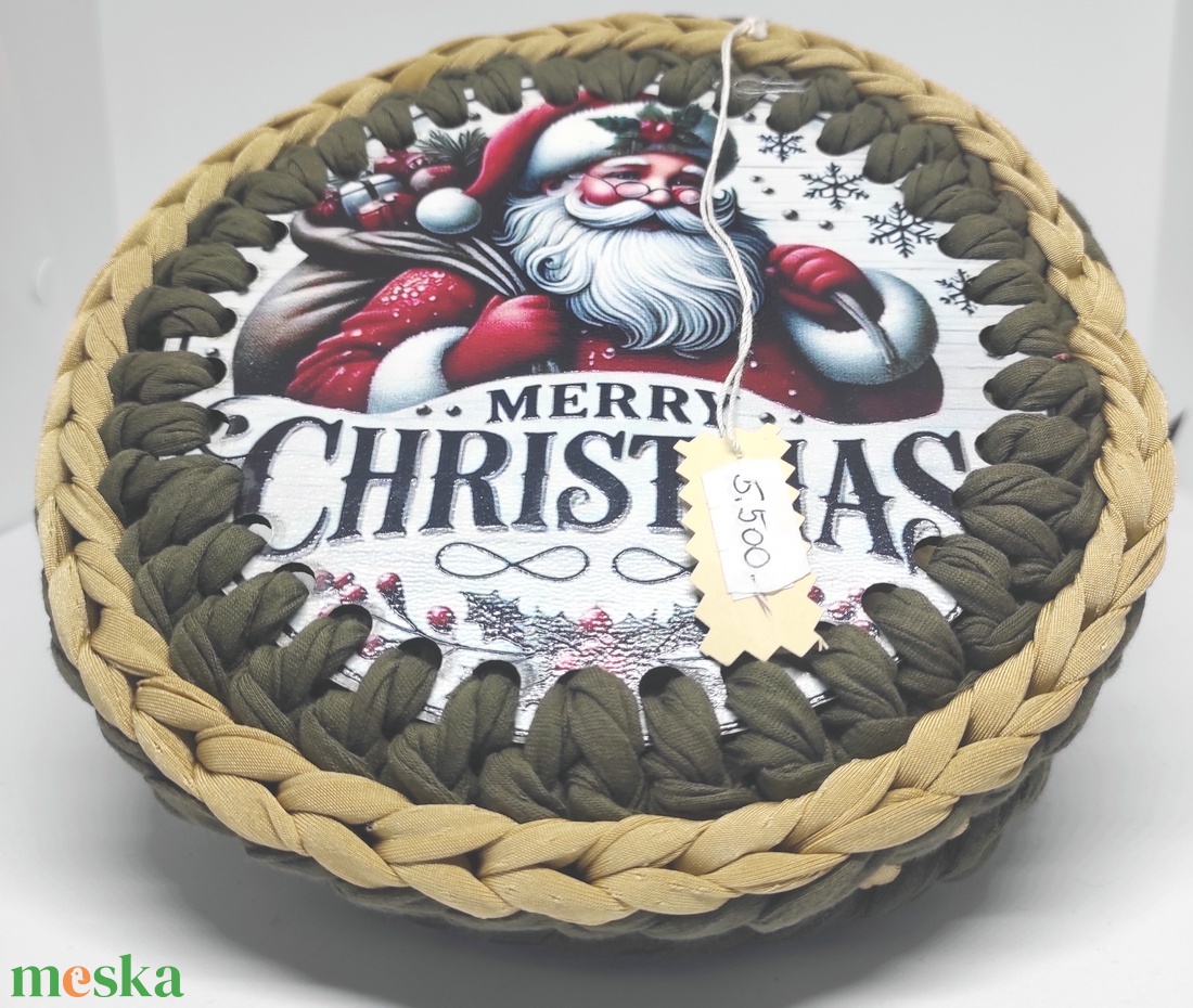 karácsonyi dobozka polófonalból horgolt tároló -  - otthon & életmód - tárolás & rendszerezés - tárolókosár - Meska.hu