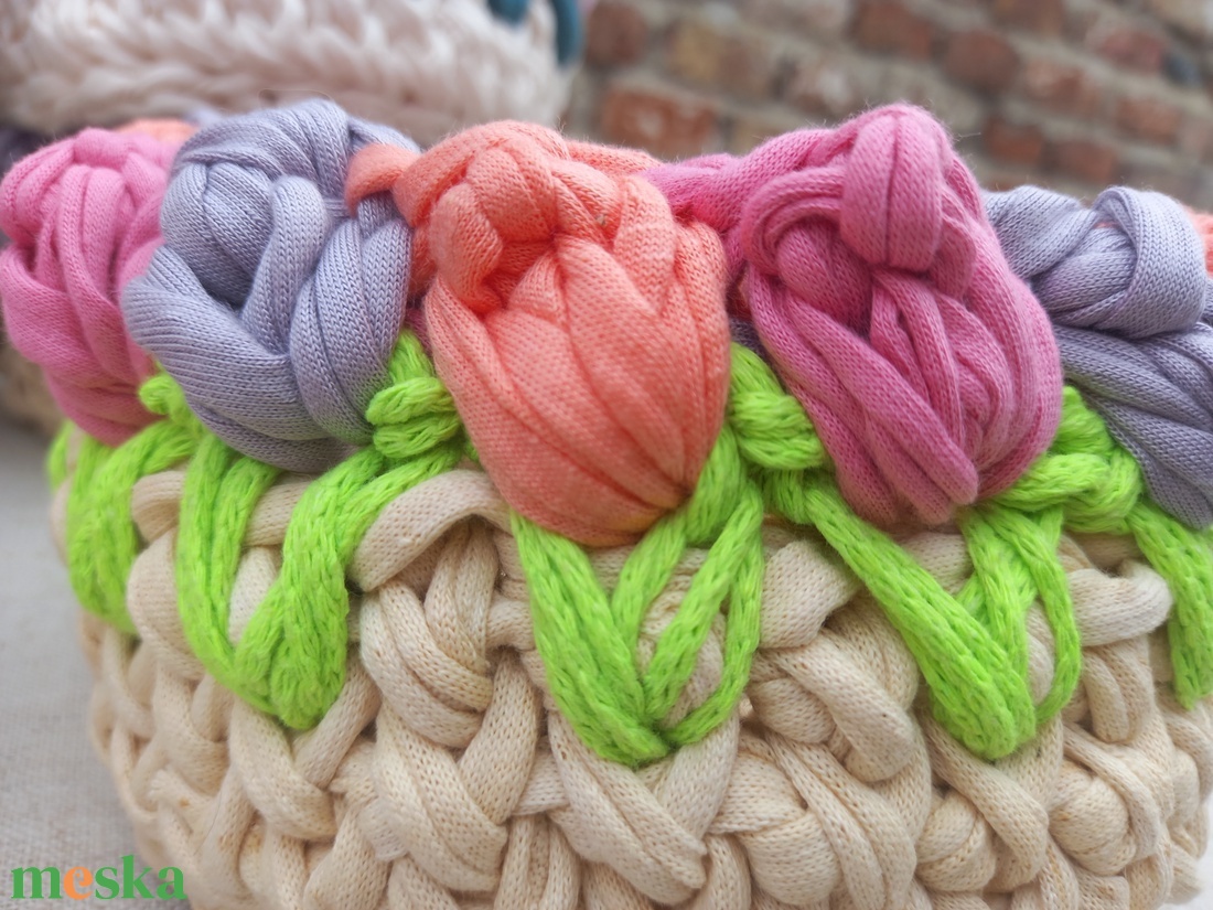 Tulipános tárolókosarak - pl névnapi ajándékozáshoz - otthon & életmód - tárolás & rendszerezés - tárolókosár - Meska.hu