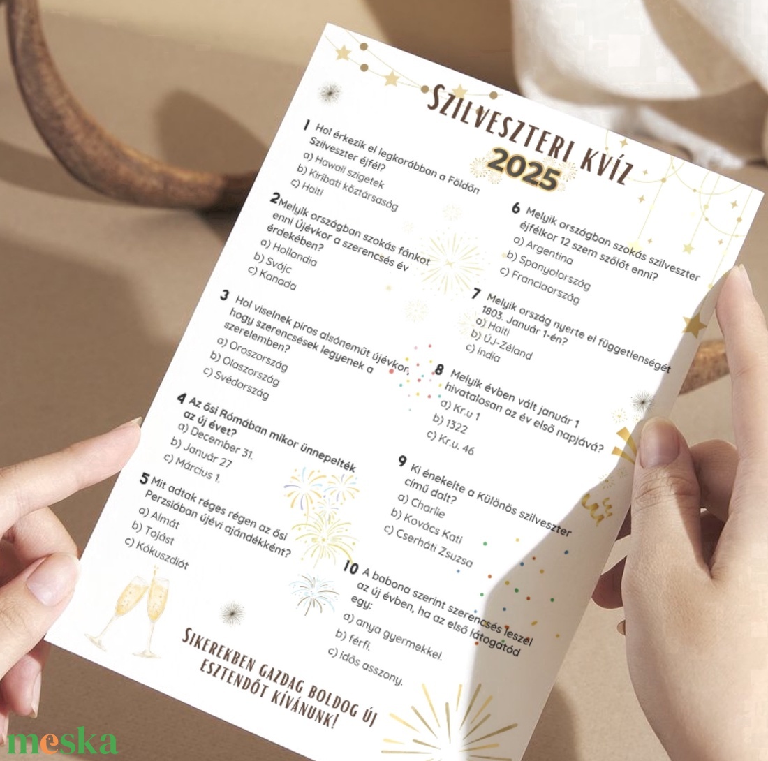 Nyomtatható szilveszteri kvíz szilveszteri partijáték pdf - játék & sport - táblajáték és kártyajáték - társasjátékok - Meska.hu