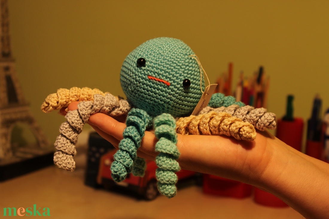 Polip amigurumi figura zöld - játék & sport - plüssállat & játékfigura - polip - Meska.hu